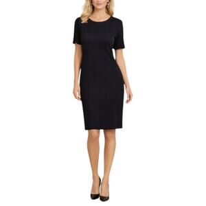 Misook Classic Black Knit Sheath Dress LBD Work Office Size S